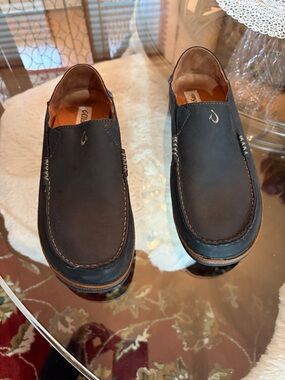 Olukai Men's Slip-On Leather Loafers - Dark Brown